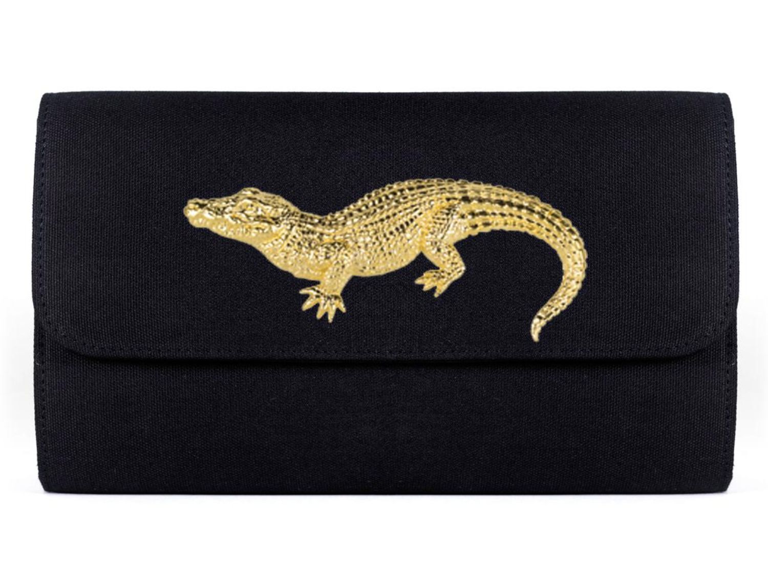 Avery Clutch with Gold Gator