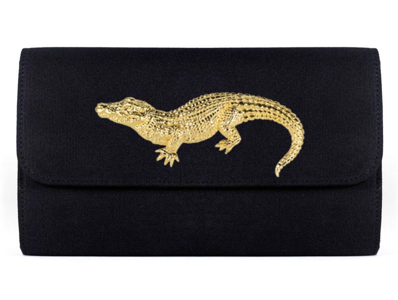 Avery Clutch with Gold Gator