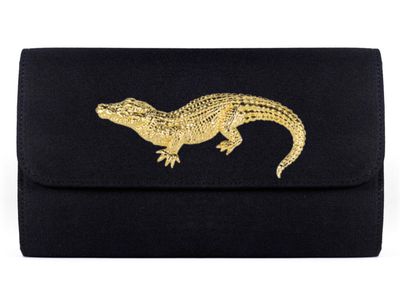 Avery Clutch with Gold Gator