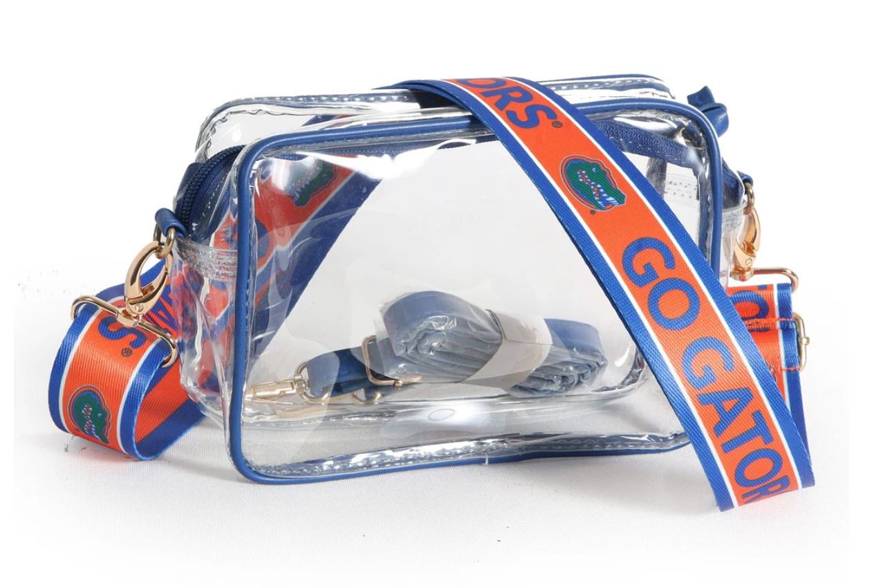 Clear Purse with Patterned Shoulder Straps