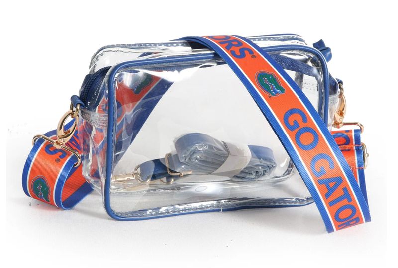 Clear Purse with Patterned Shoulder Straps