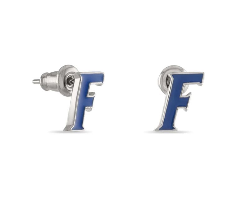 Florida Blue F Stud Earrings