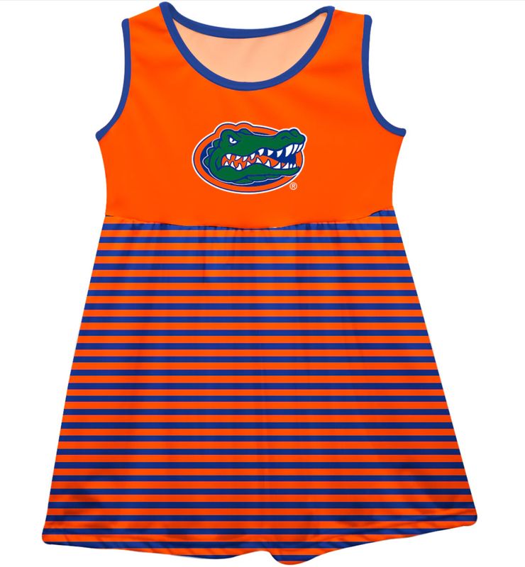 Girls Gator Orange Stripes Tank Dress