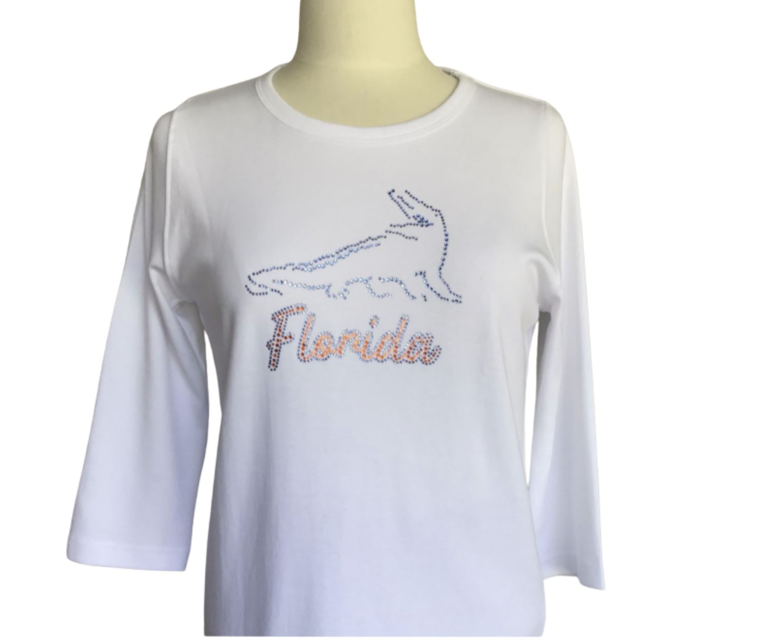 White Crystal Long Sleeve Gator Top