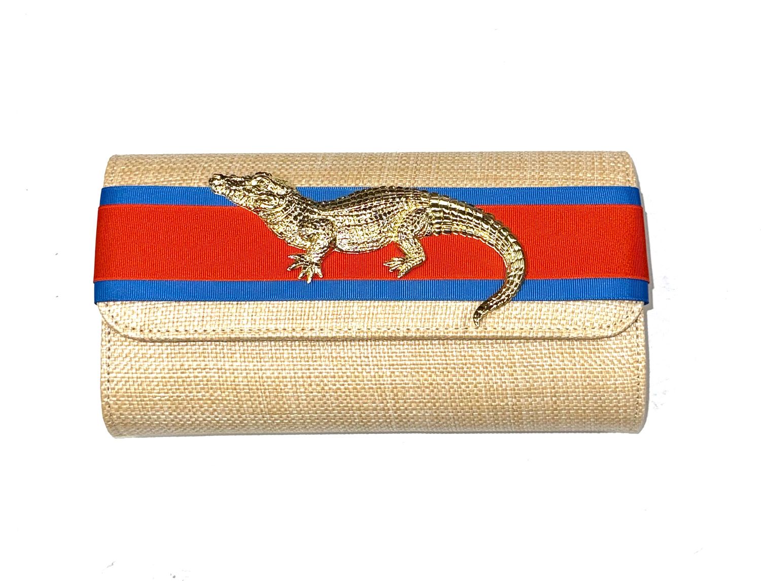 Gators Straw Foldover Clutch