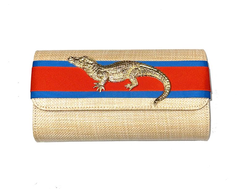 Gators Straw Foldover Clutch