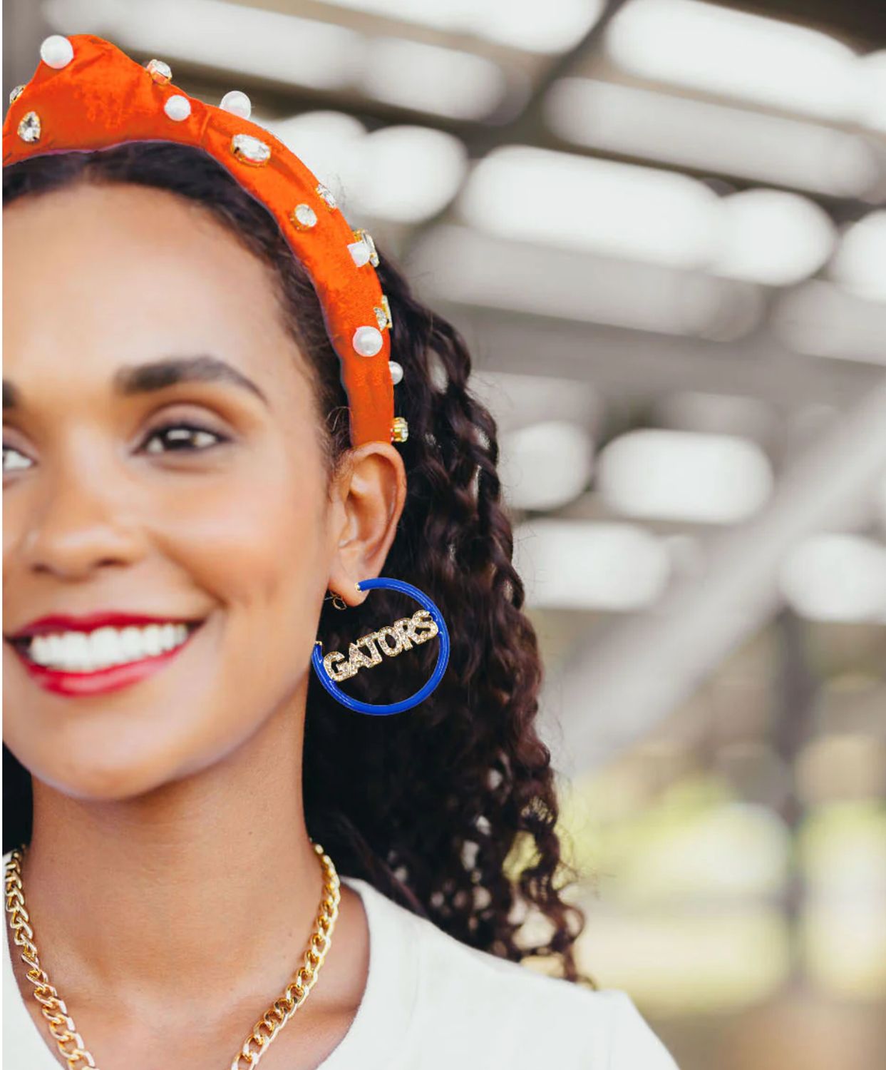 Gators Blue Pavé Hoop Earrings