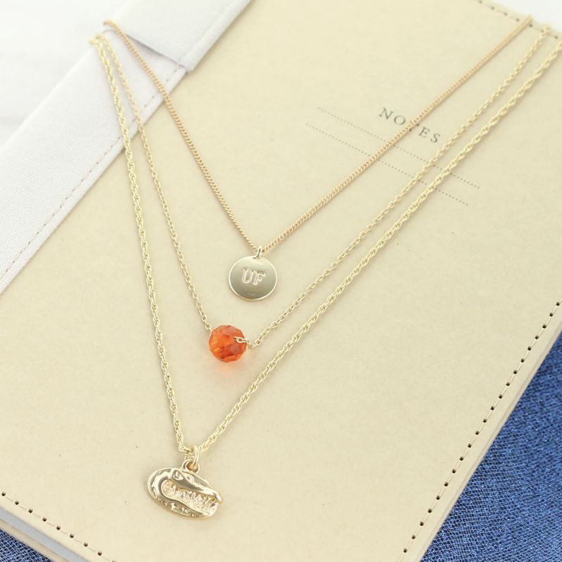 Florida Matte Gold Logo Trio Necklace