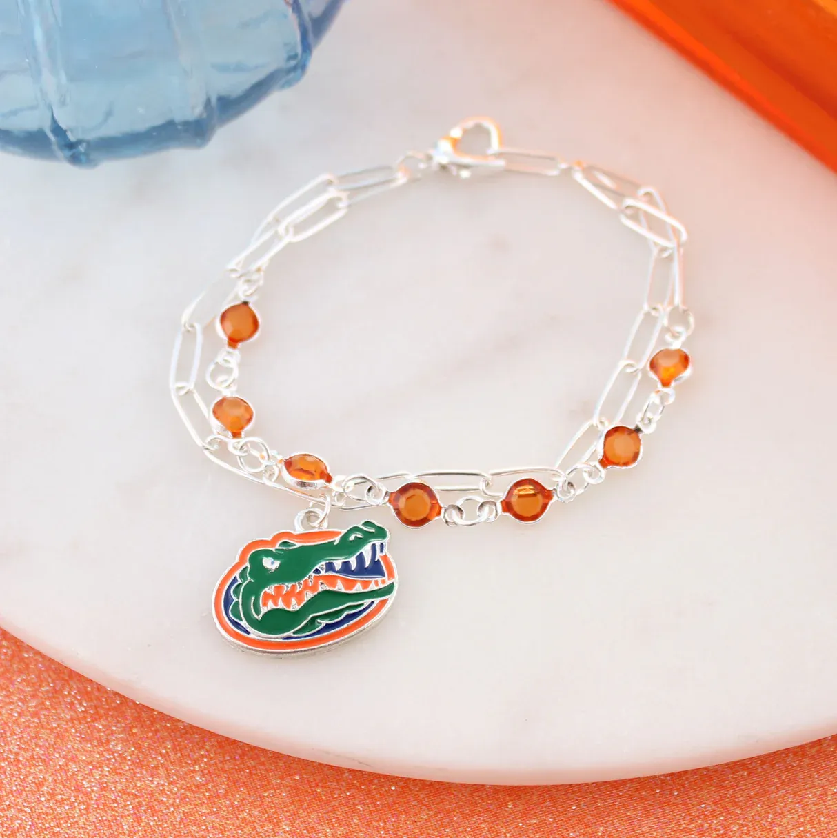 Florida Paperclip Chain &amp; Enamel Logo Bracelet