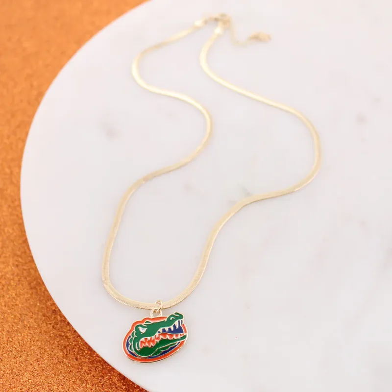 Florida Gold &amp; Enamel Logo Necklace