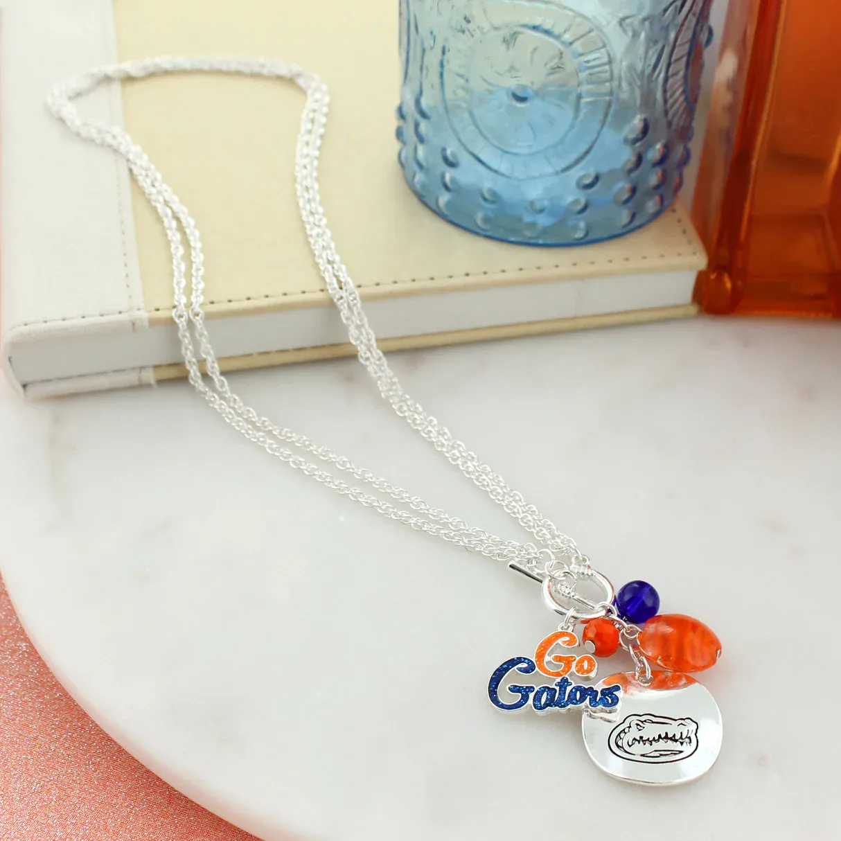 Florida Logo Disc &amp; Slogan Necklace