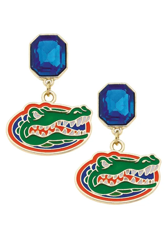 Gators Rhinestone Enamel Logo Earrings