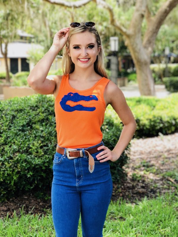 Orange Crystal Blue Tank Top