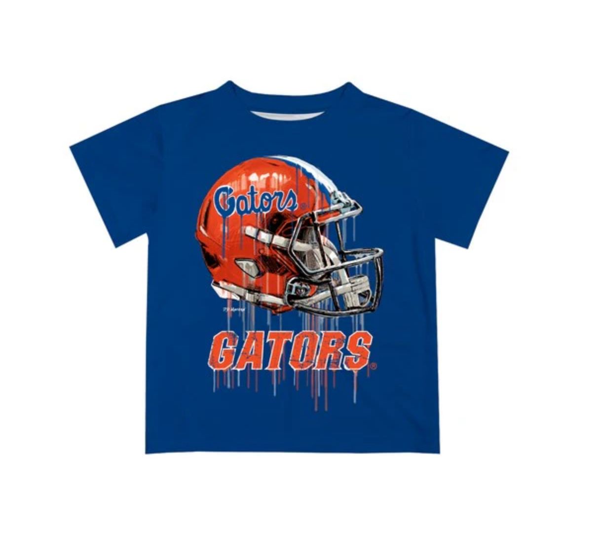 Gators Dripping Football Helmet Blue T-Shirt