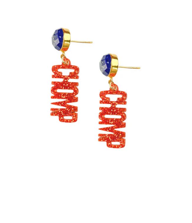 Florida Mini Orange Glitter CHOMP CHOMP Earrings