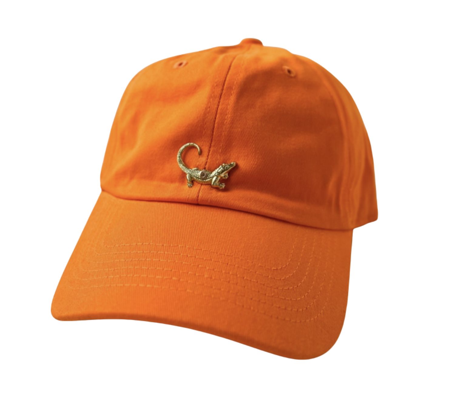 Orange Baseball Hat - Gold Gator Brooch