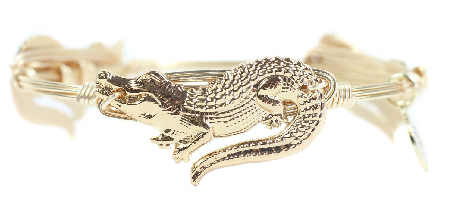 Gold Alligator Bangle Bracelet