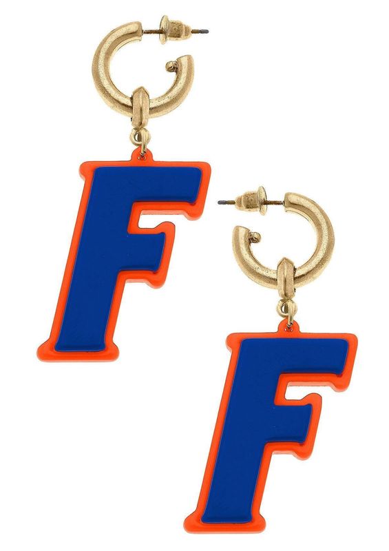 Florida Gators Resin Logo Drop Hoop Earrings