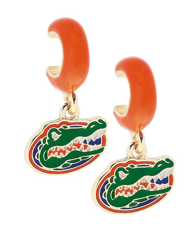Florida Gators Enamel Logo Huggie Hoop Earrings in Orange