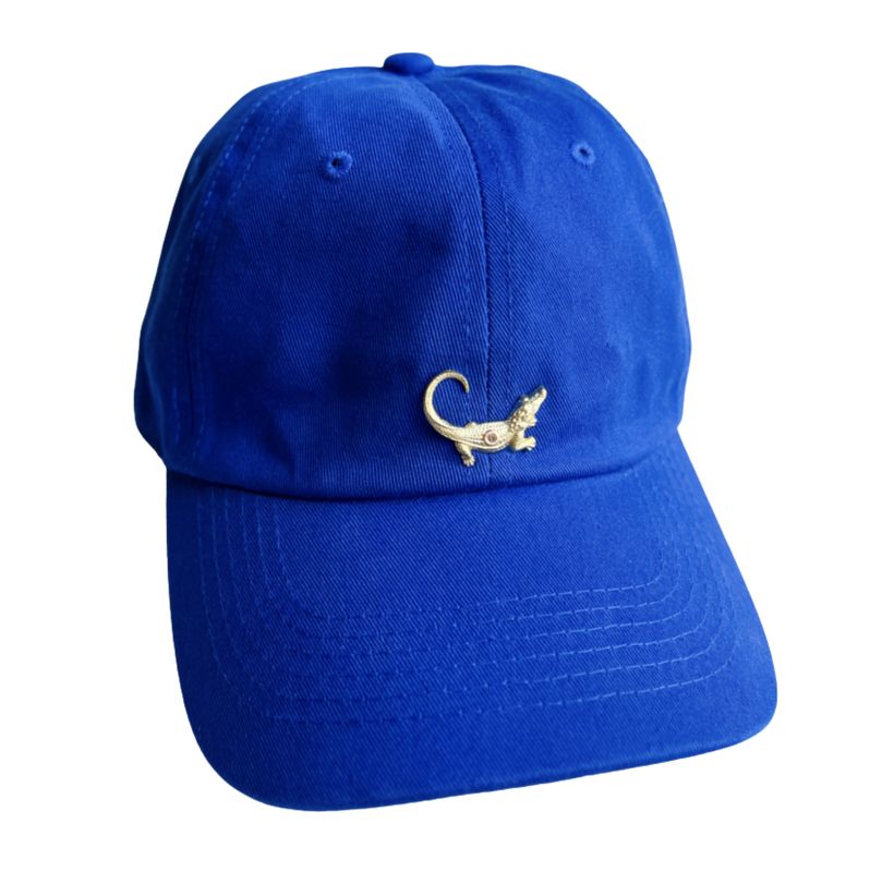 Blue Baseball Hat - Gold Gator Brooch