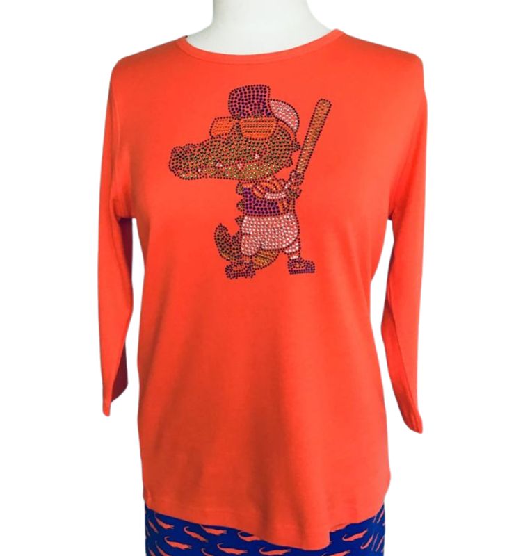 Gator Baseball Crystal Orange Long Sleeve Top