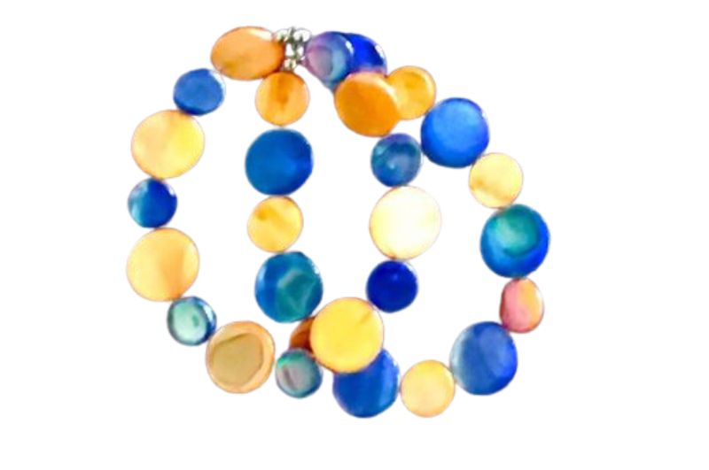 Mother of Pearl Orange &amp; Blue Bracelet