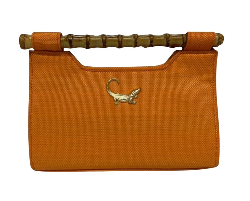 Natural Straw Orange Clutch