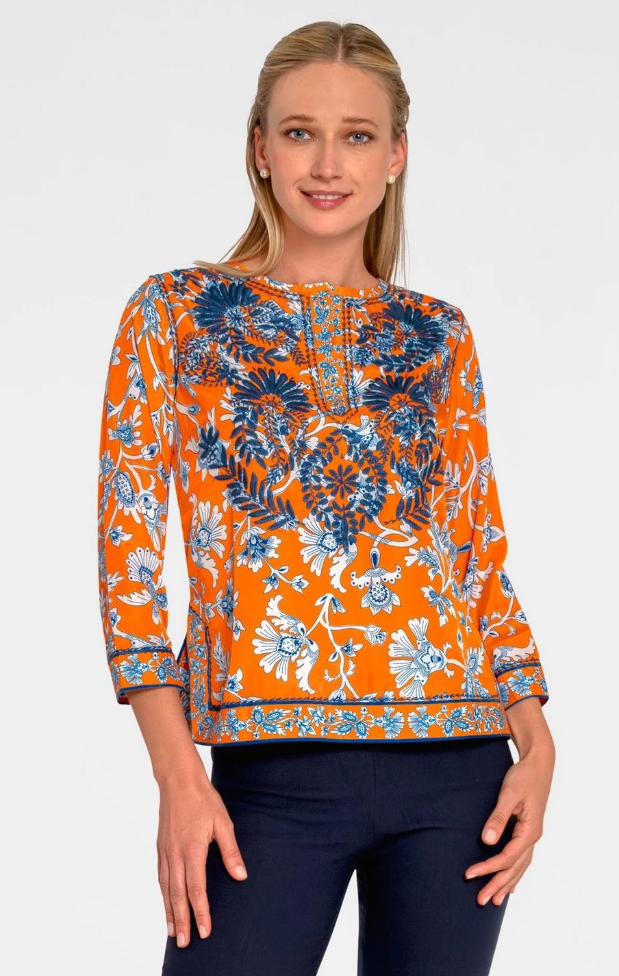 Embroidered Silky Tunic