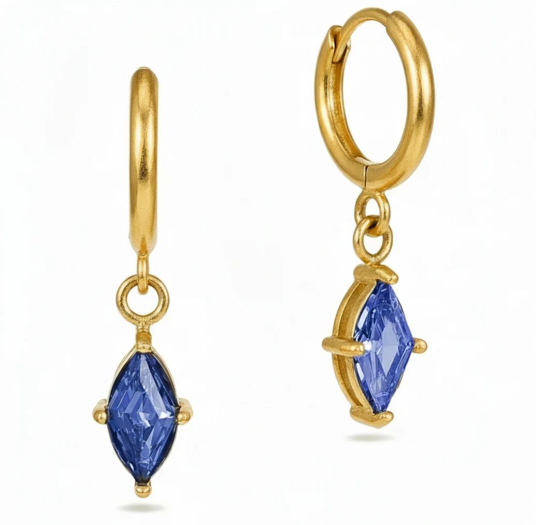 Blue Crystal Huggie Hoops