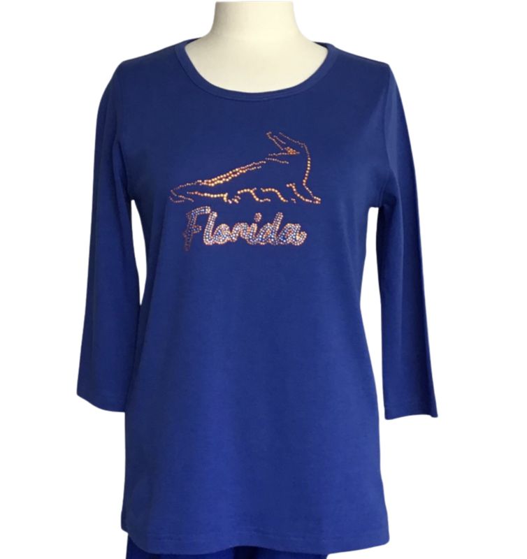 Gators Blue 3/4 Sleeve Top