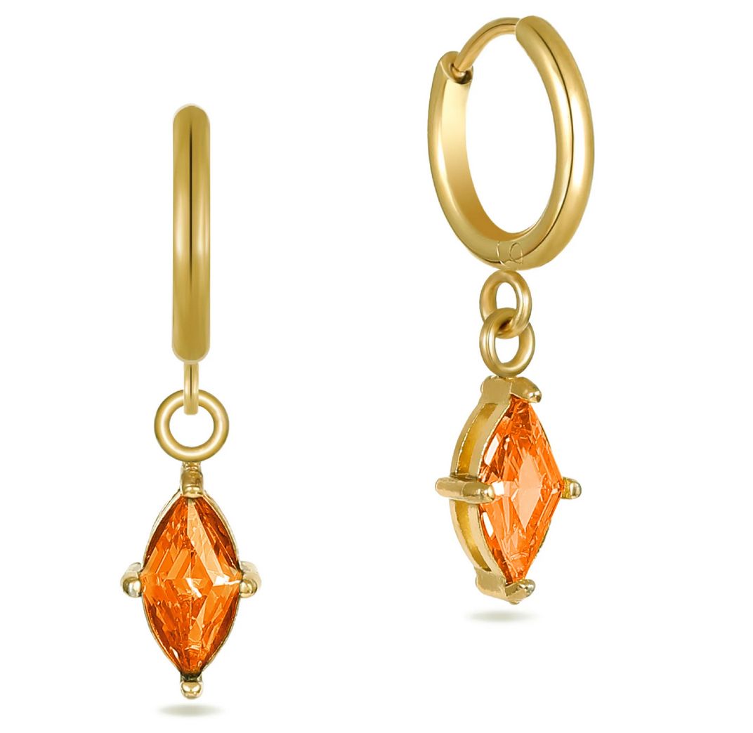 Orange Crystal Huggie Hoops