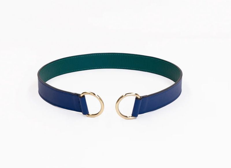 Loop Navy Skinny Scarf Reversible Leather Belt