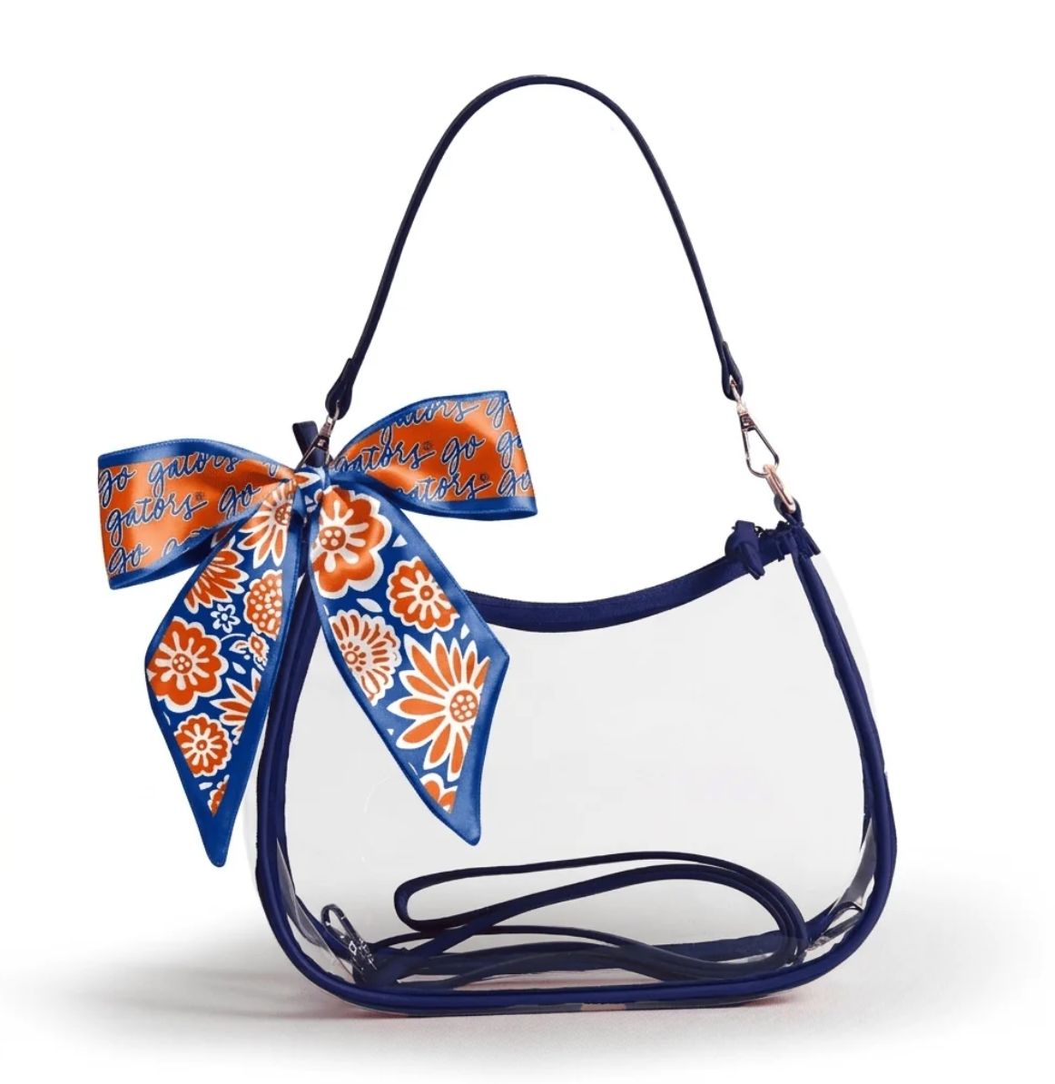 Sara Large Clear Purse with Gators Skinny Scarf