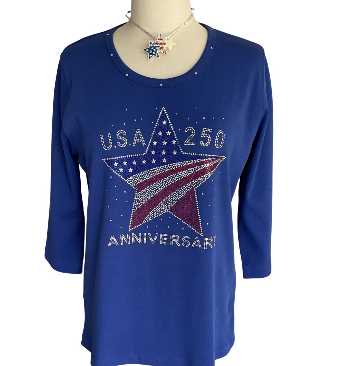 USA 250 Blue Crystal Top