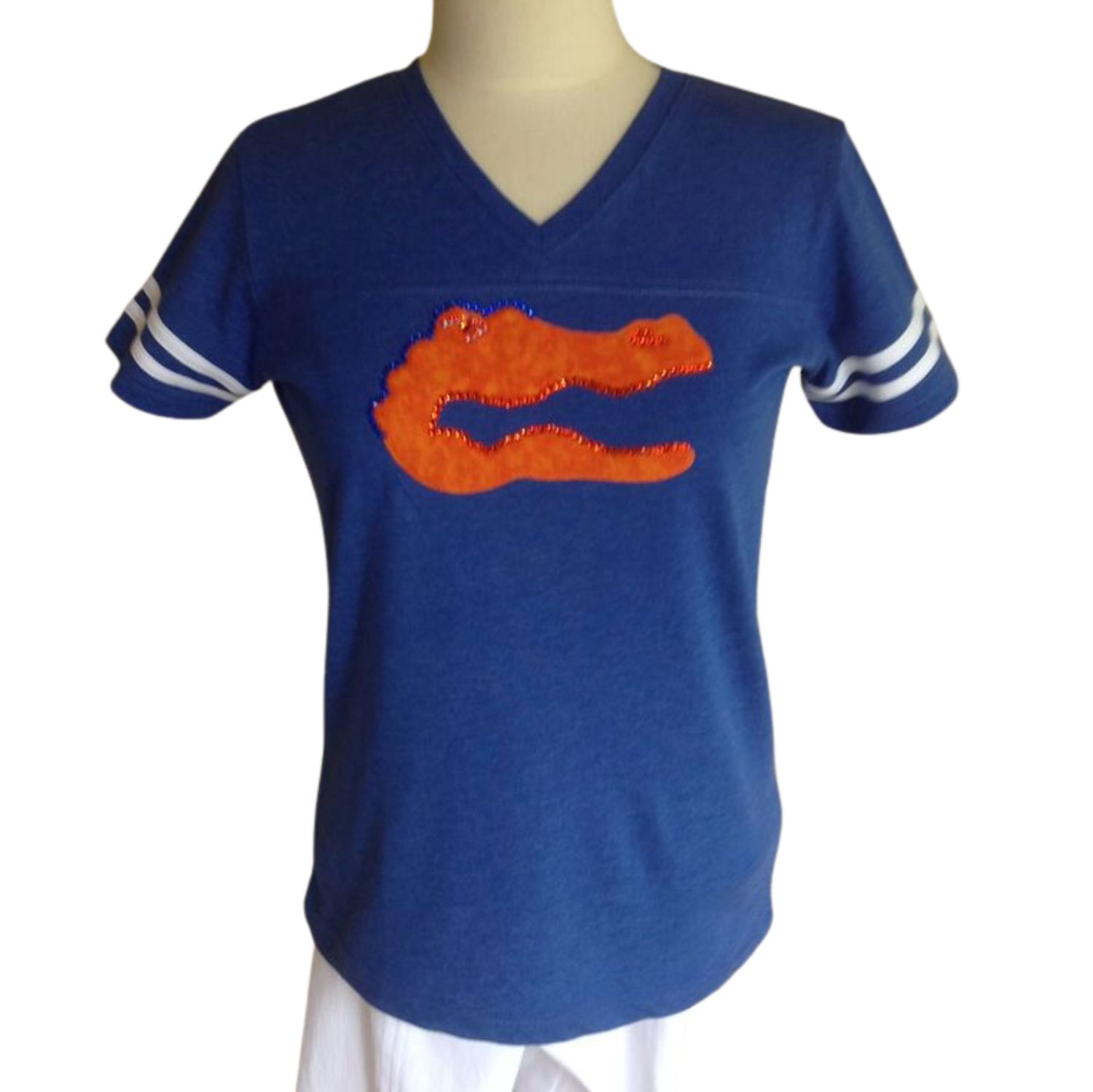 Blue 3/4 Sleeve Stripes Top