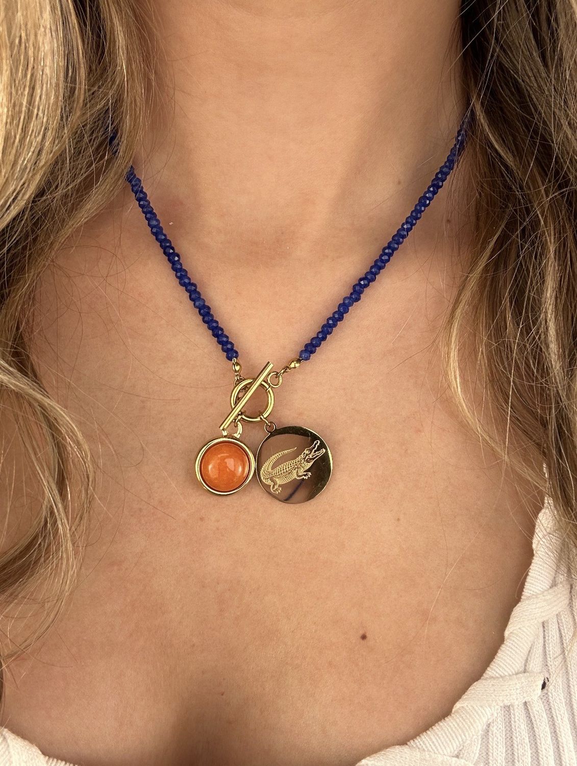 Orange &amp; Blue Toggle Necklace