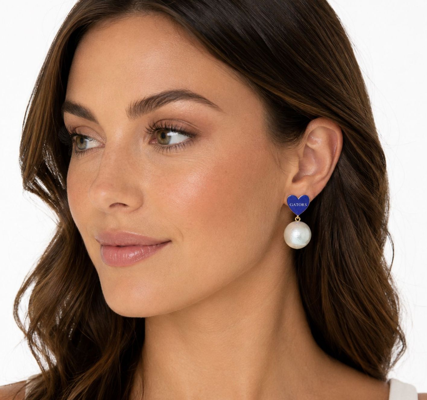 Florida Gators Heart Pearl Drop Earrings