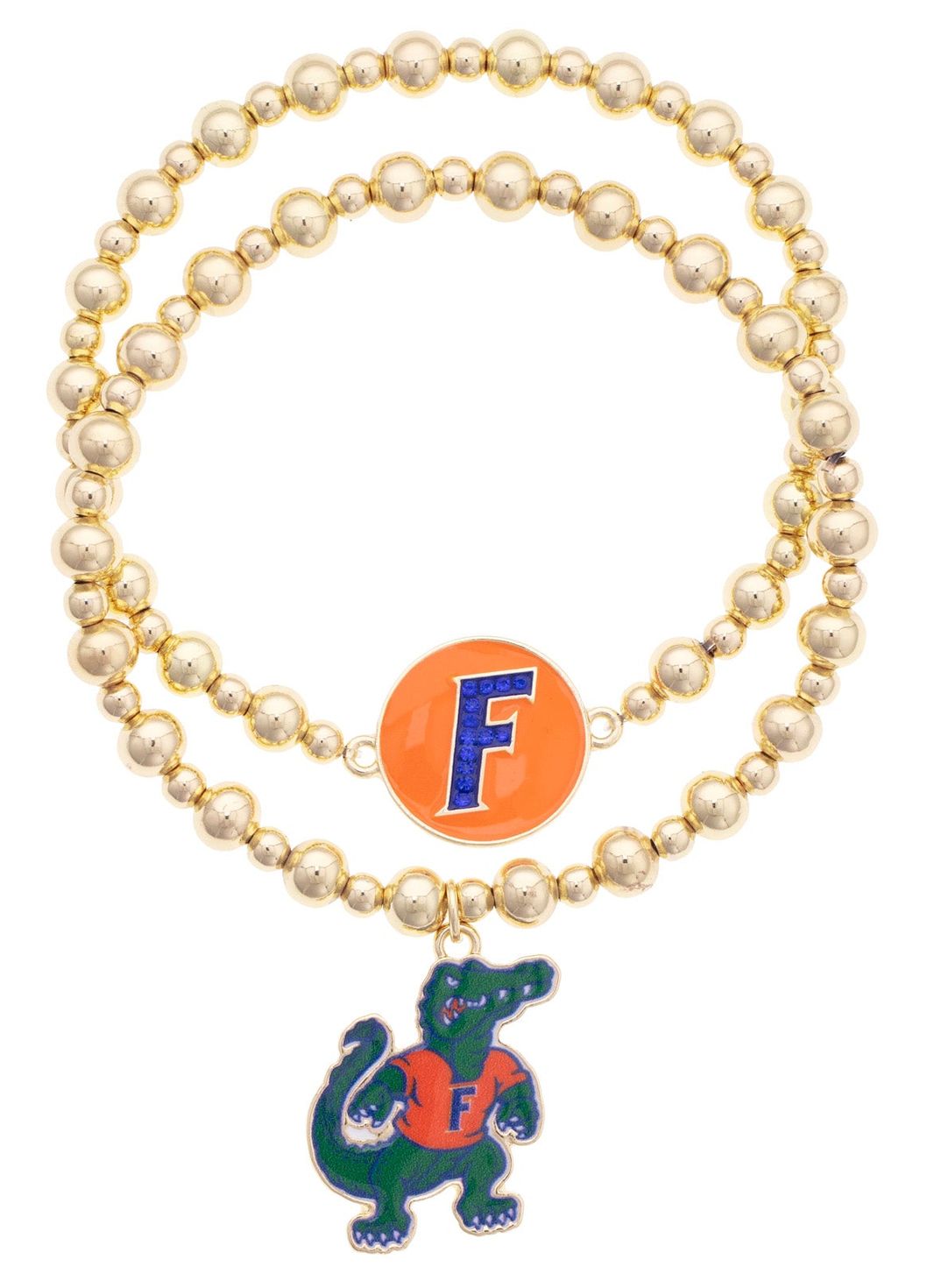Florida Gold, Pearl Logo Stretch Bracelet Set