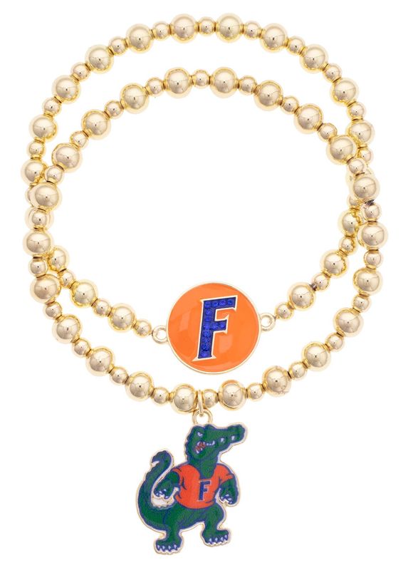 Florida Gold, Pearl Logo Stretch Bracelet Set