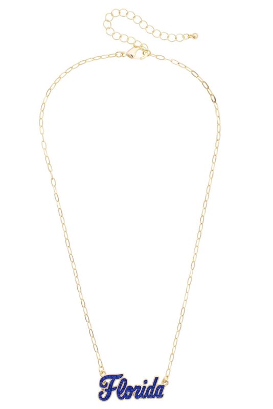 Florida Gators Pave Outline Necklace