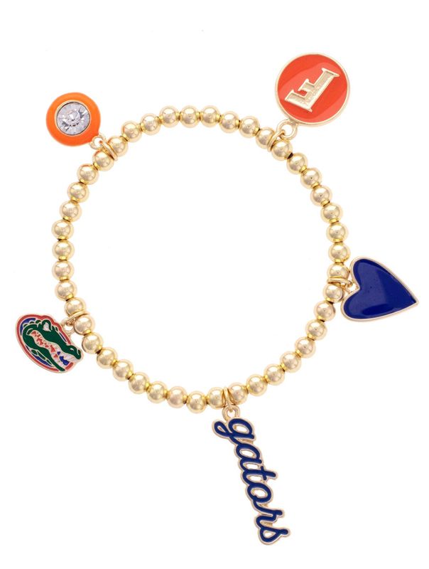 Florida Gators Enamel Icons Stretch Bracelet in Shiny Gold
