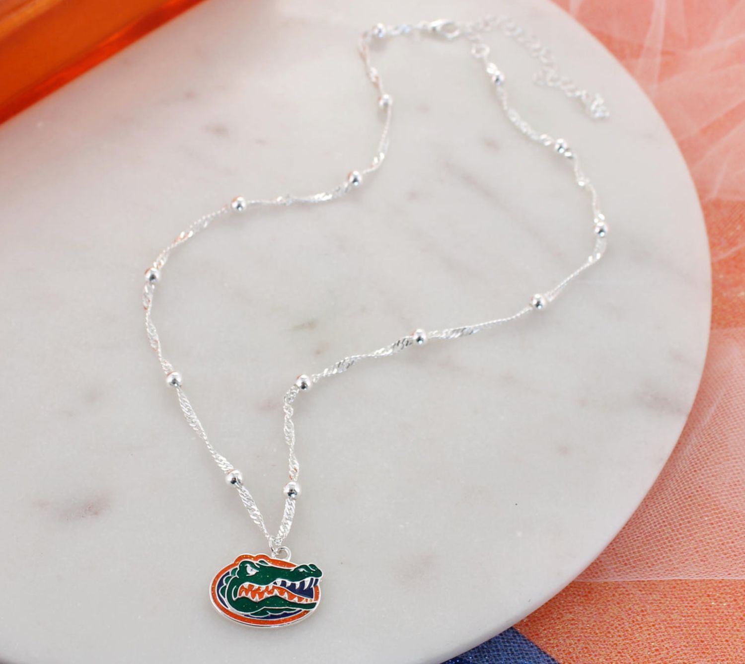 Florida Glitter Enamel Logo Necklace