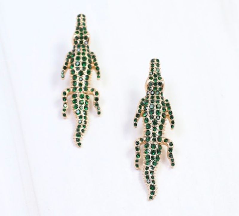 Green Gators Drop Earring