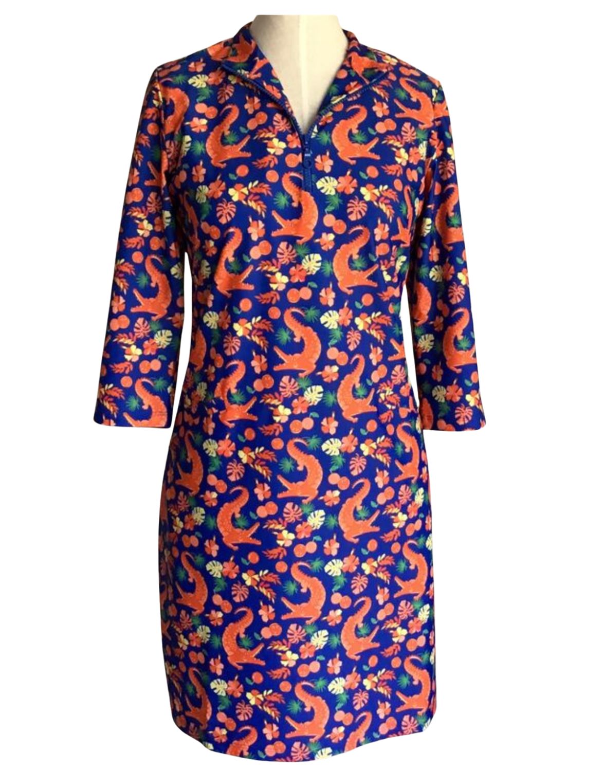 Orange Gator Zipper Dress