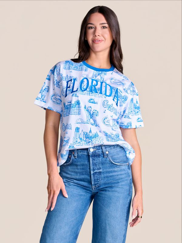 The Team Toile Embroidered Tee | Florida