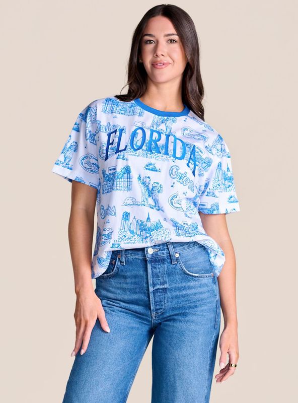 The Team Toile Embroidered Tee | Florida