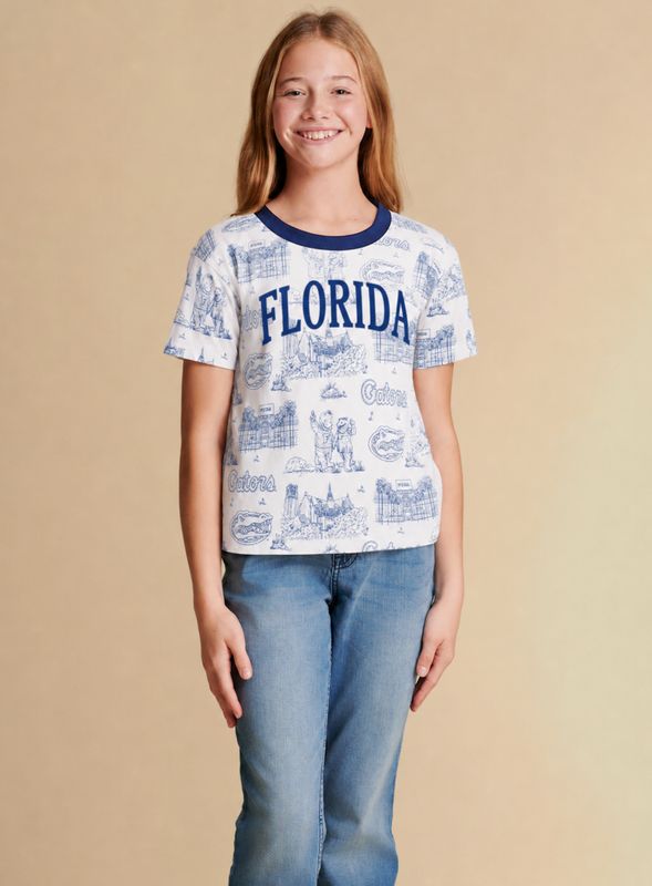 The Girls Team Toile Embroidered Tee | Florida