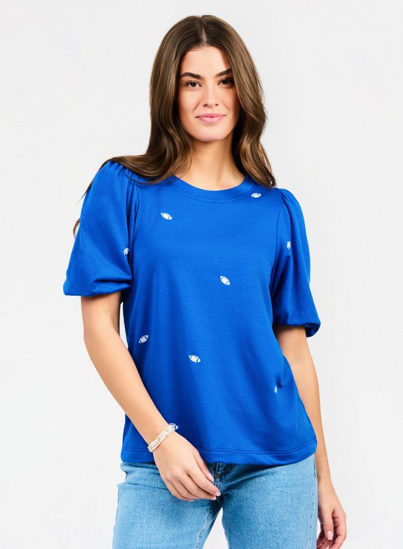 Blue Puff Sleeve Top