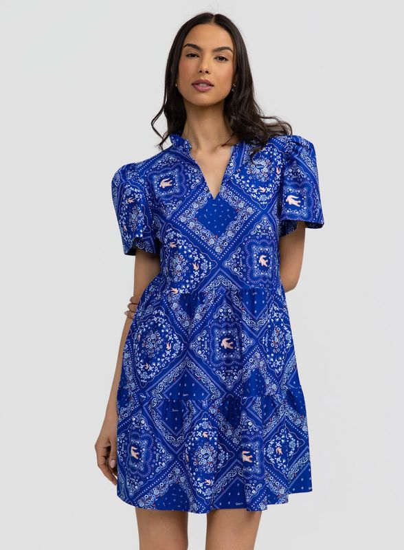 Navy Bandana Print Dress