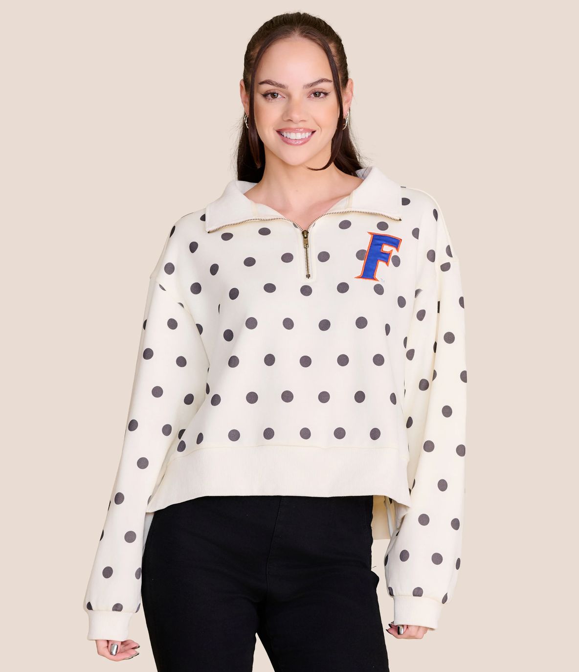 Polka Dot Quarter Zip Florida Pullover